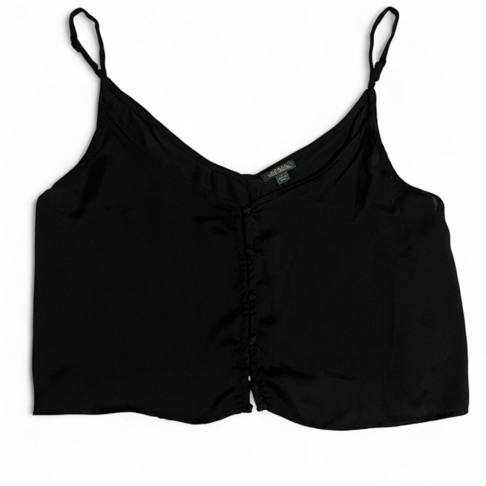 Wild Fable Black Flowy Button-Up Cropped Tank Top